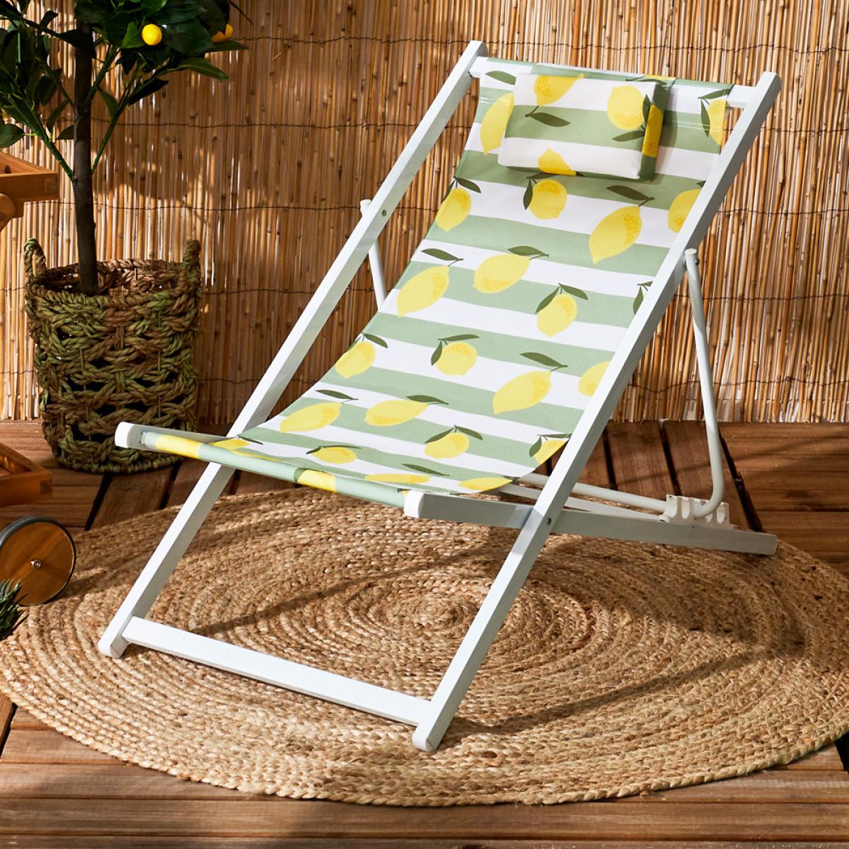 Set 4 tumbonas plegables limones metal