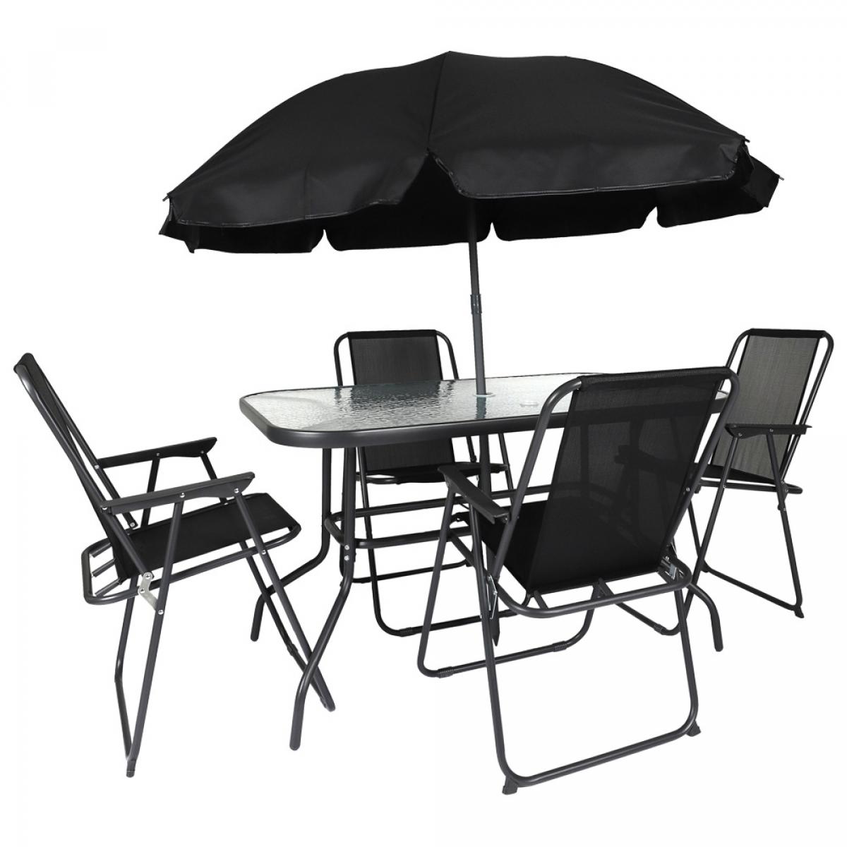 Set jardín 4 sillas cmesa y sombrilla