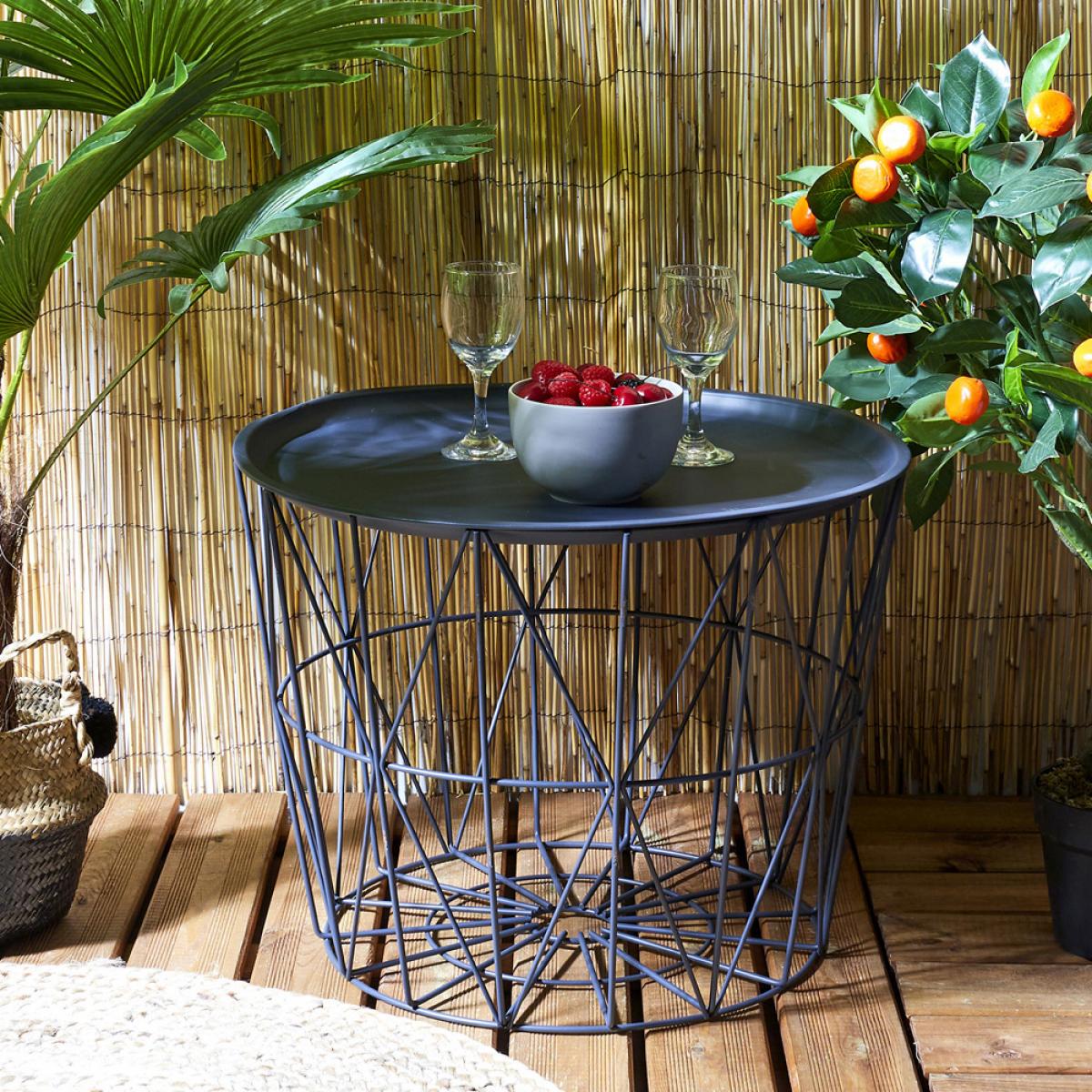 Mesa auxiliar metal gris