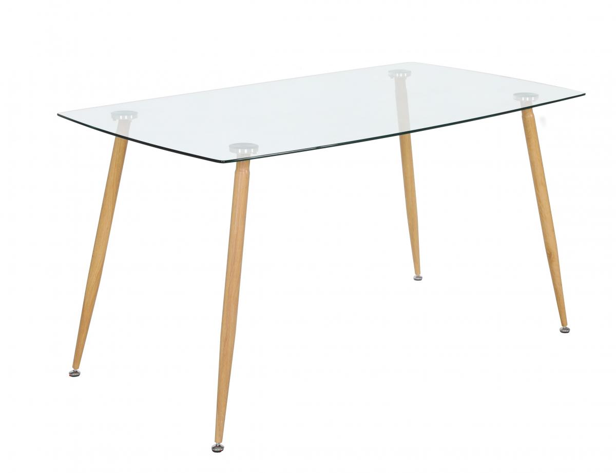 SWEDEN MESA CRISTAL PATAS ROBLE 120X80