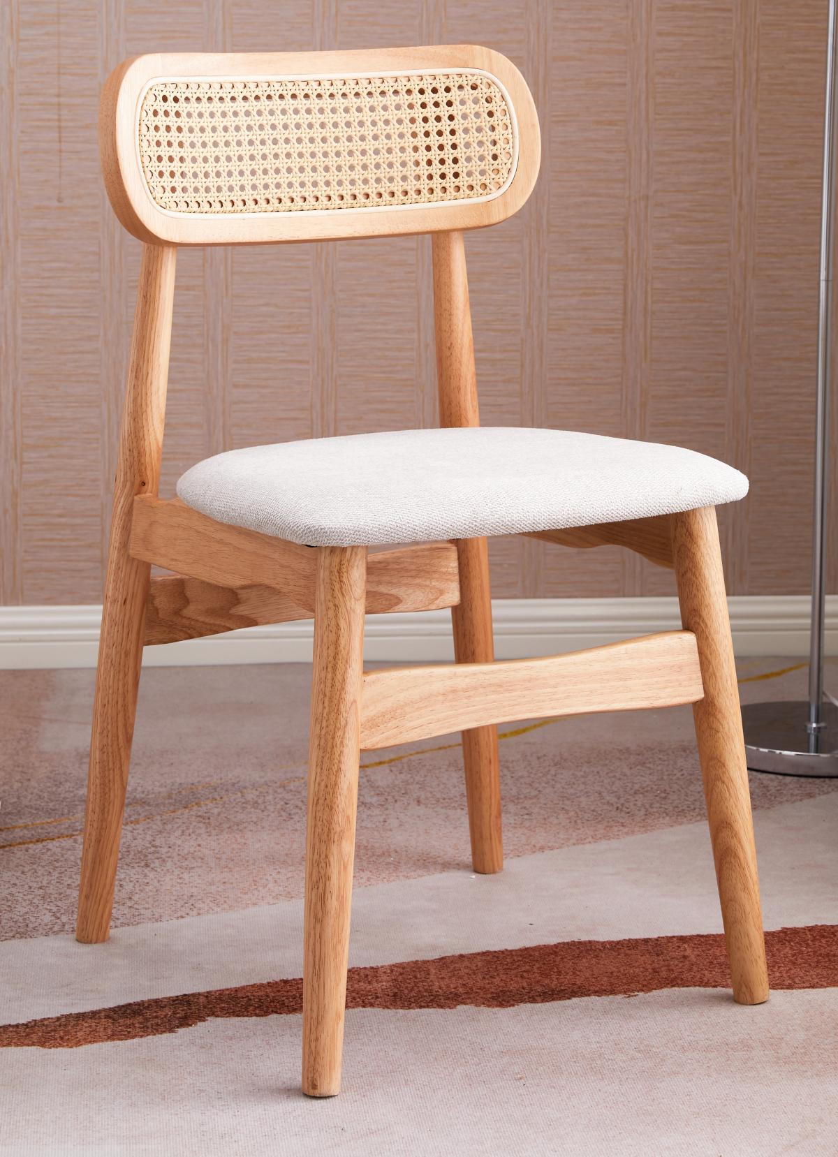 SILLA SYDNEY C6197 TELA BLANCA MADERA NATURAL (2 UN)