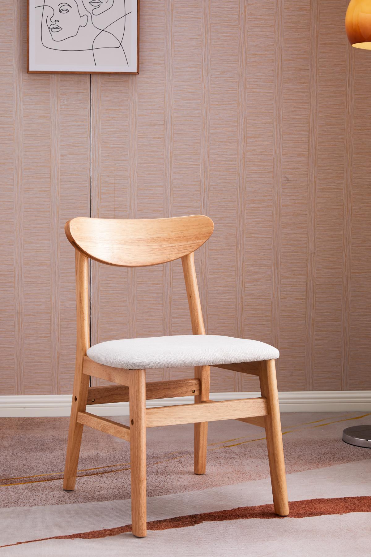 SILLA VANCOUVER 2855 TELA BLANCA MADERA NATURAL (2 UN)