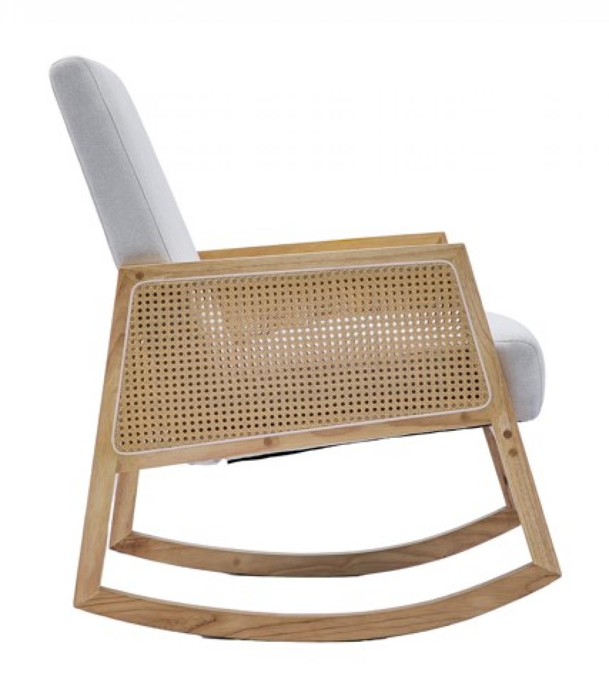 BUTACA MECEDORA VIKTORYA TELA BLANCA RATAN NATURAL