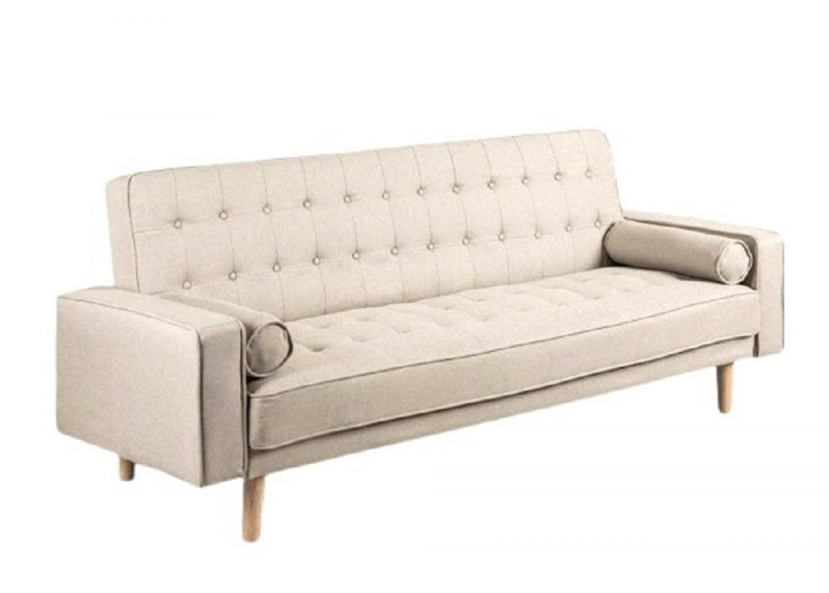 SOFA CAMA 1707/PINK VELVET BEIGE PATA MADERA 3S