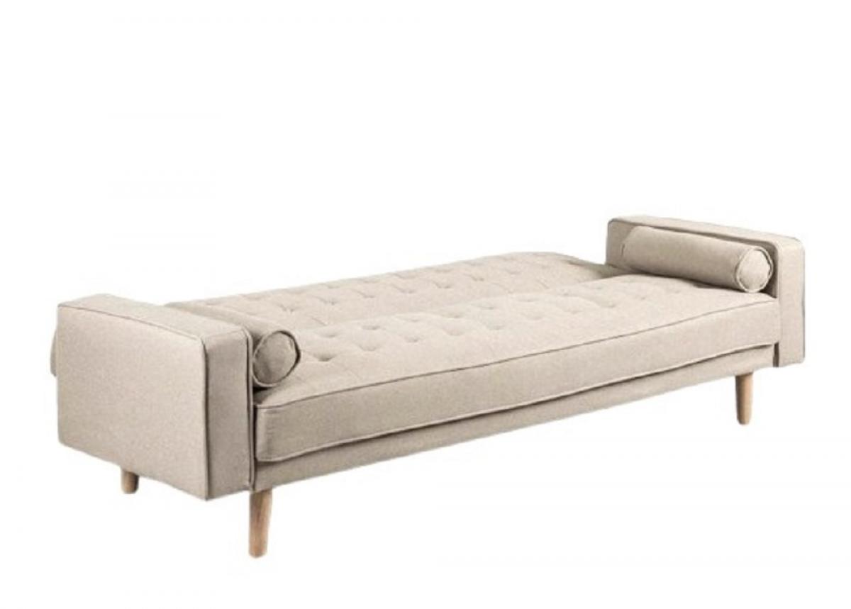 SOFA CAMA 1707/PINK VELVET BEIGE PATA MADERA 3S