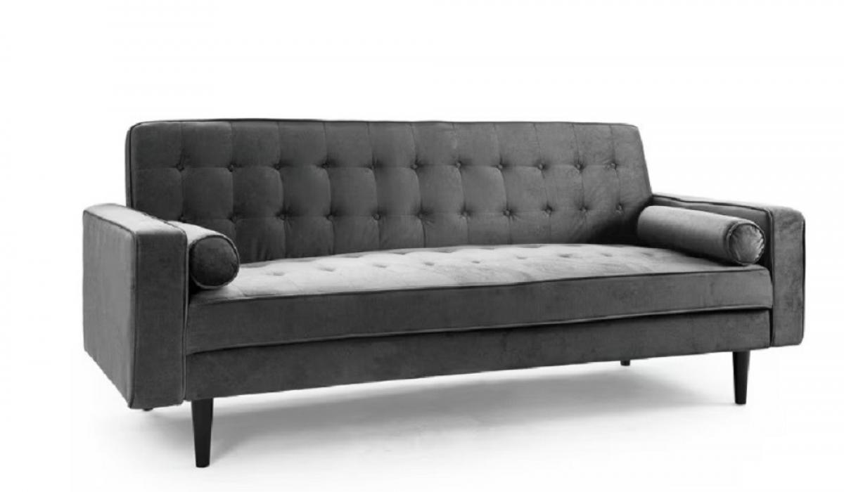 SOFA CAMA 1707/PINK VELVET GRIS OSC PATA NEG 3S