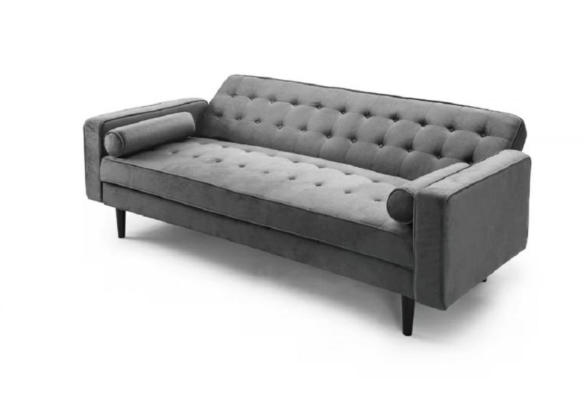 SOFA CAMA 1707/PINK VELVET GRIS OSC PATA NEG 3S