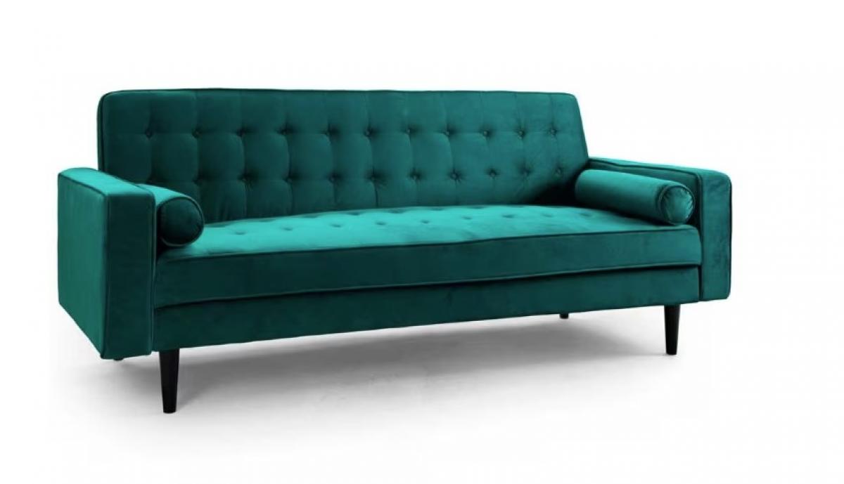 SOFA CAMA 1707/PINK VELVET VERDE PATA NEGRA 3S