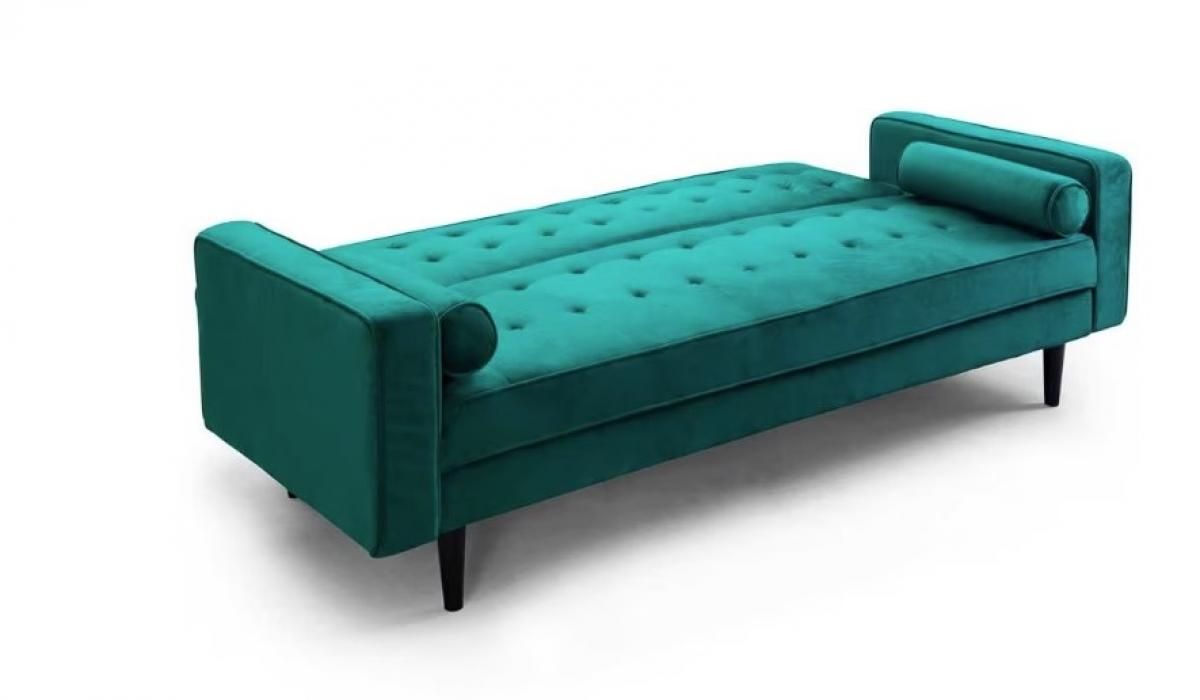 SOFA CAMA 1707/PINK VELVET VERDE PATA NEGRA 3S