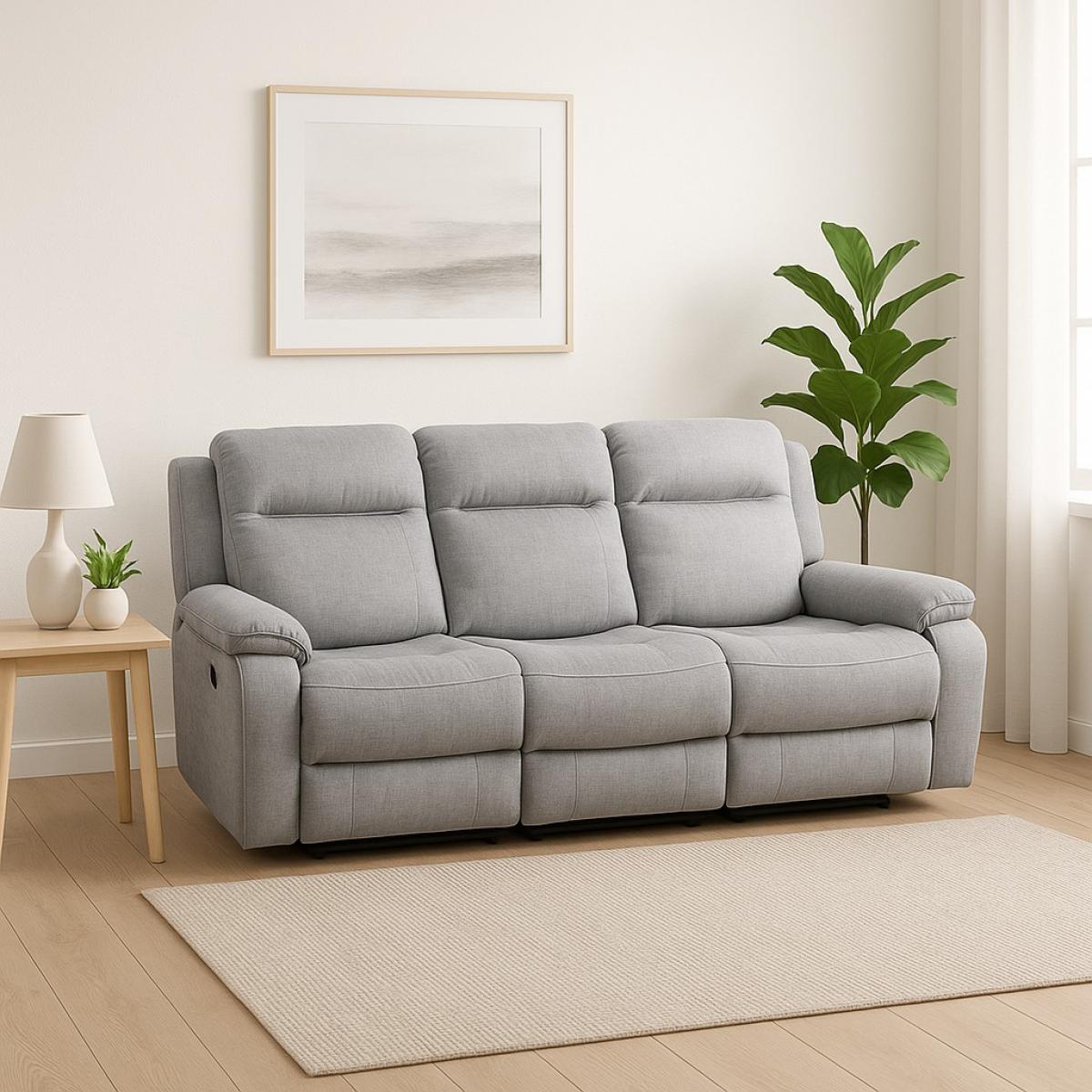 RIO SOFA 3 PLAZAS ELECTRICO TELA FL08-20 COLOR GRIS