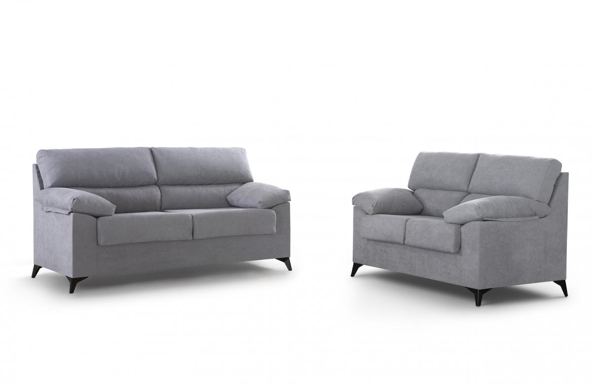 SOFÁ 2 PLAZAS BURDEOS (OXFORD) GRIS CLARO NIDO 