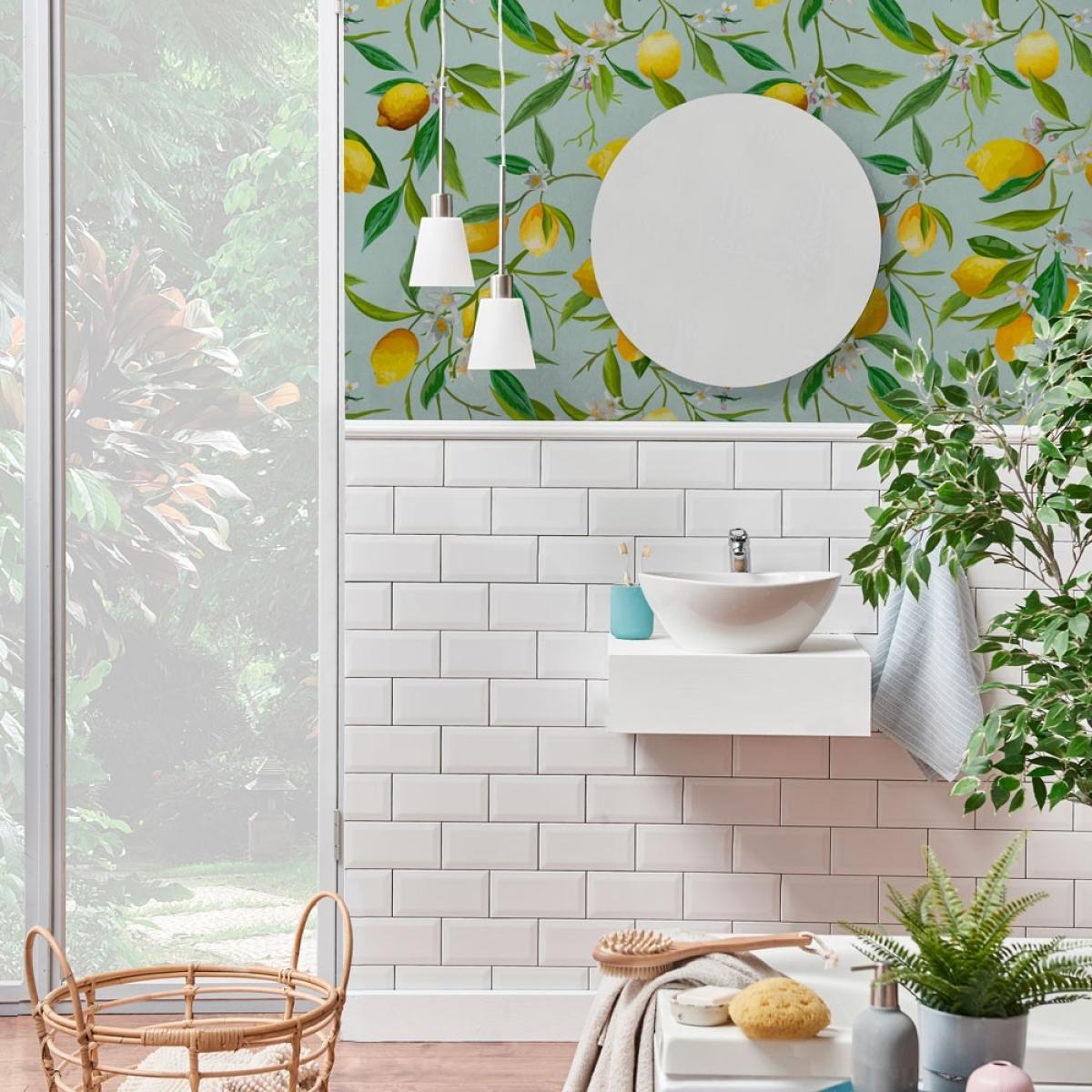 Rollo de papel pintado cocina de dos paneles autoadhesivos canvas LIMONERO