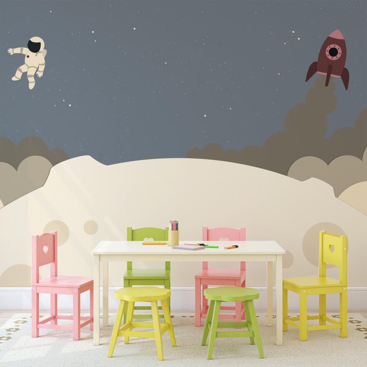 Mural autoadhesivo canvas VIAJE A LA LUNA