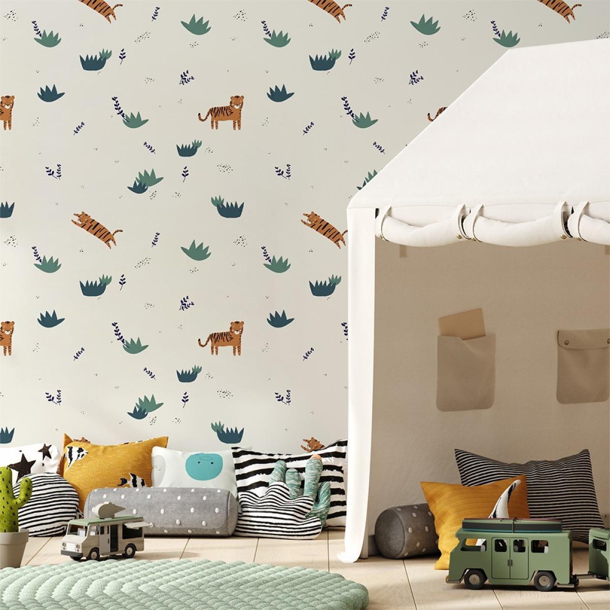 Rollo de papel pintado infantil de dos paneles autoadhesivos canvas ROAR