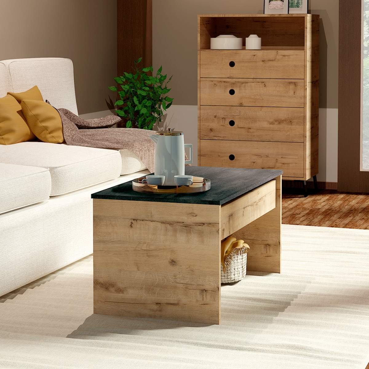 Mesa de centro elevable