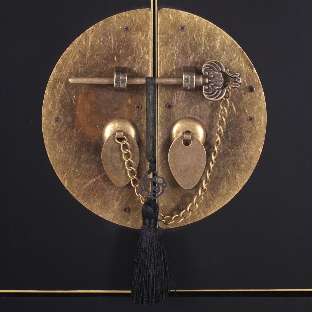 Consola 4 puertas y 3 cajones negro 95 x 26 x 90 cm