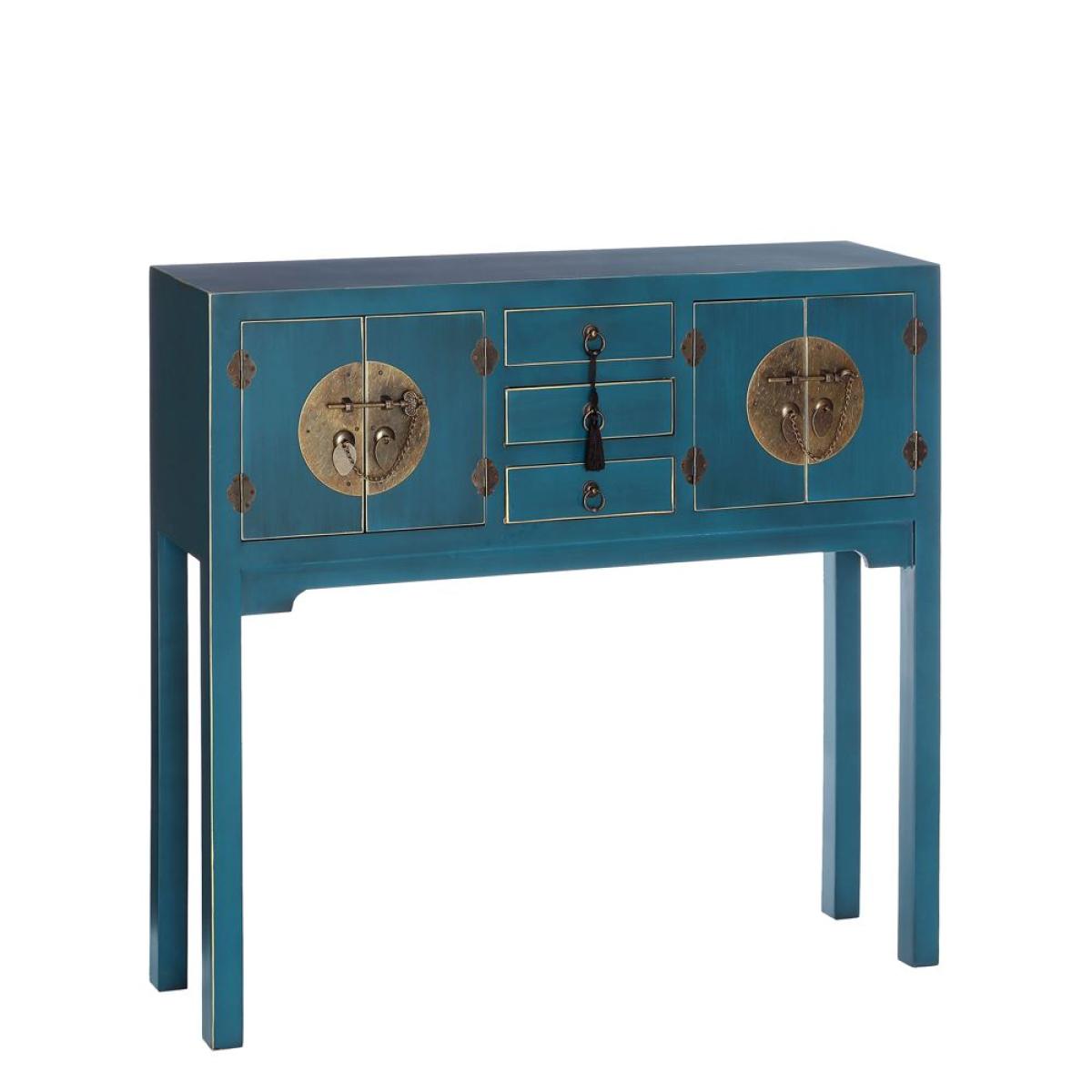 Consola 4 puertas y 3 cajones azul dm 95 x 26 x 90 cm