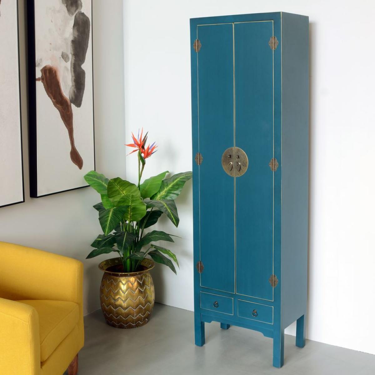 Armario 2 puertas y 2 cajones azul dm 55 x 33 x 185 cm