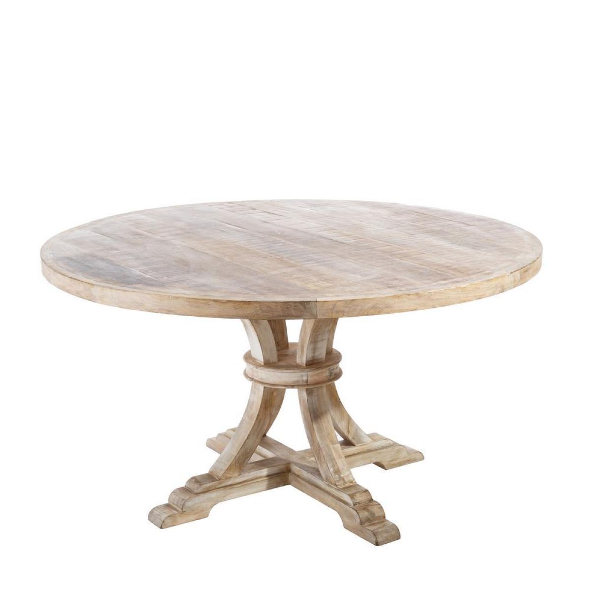 Mesa comedor redonda blanco decapé 150 x 150 x 76 cm