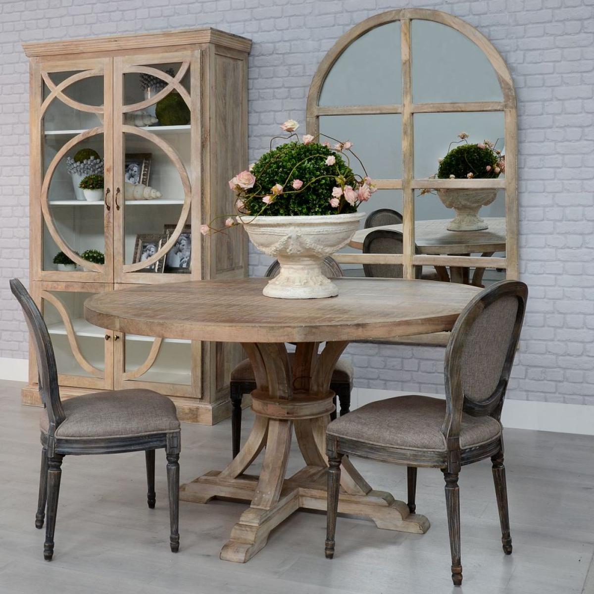 Mesa comedor redonda blanco decapé 150 x 150 x 76 cm