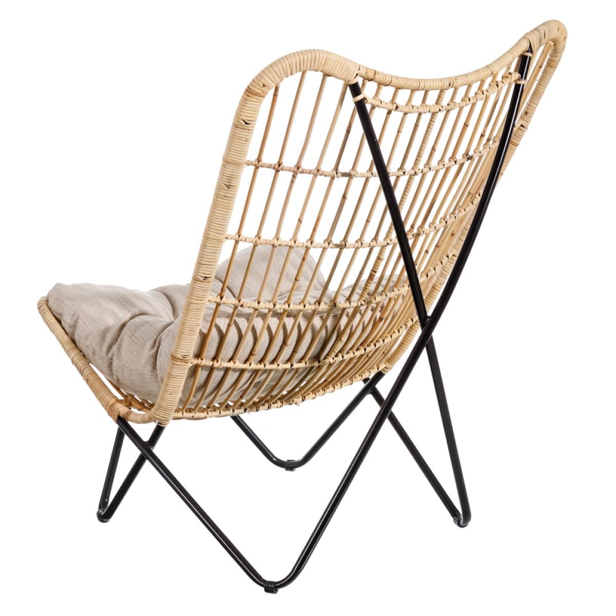 Sillón natural-negro fibra natural 76 x 76 x 87 cm