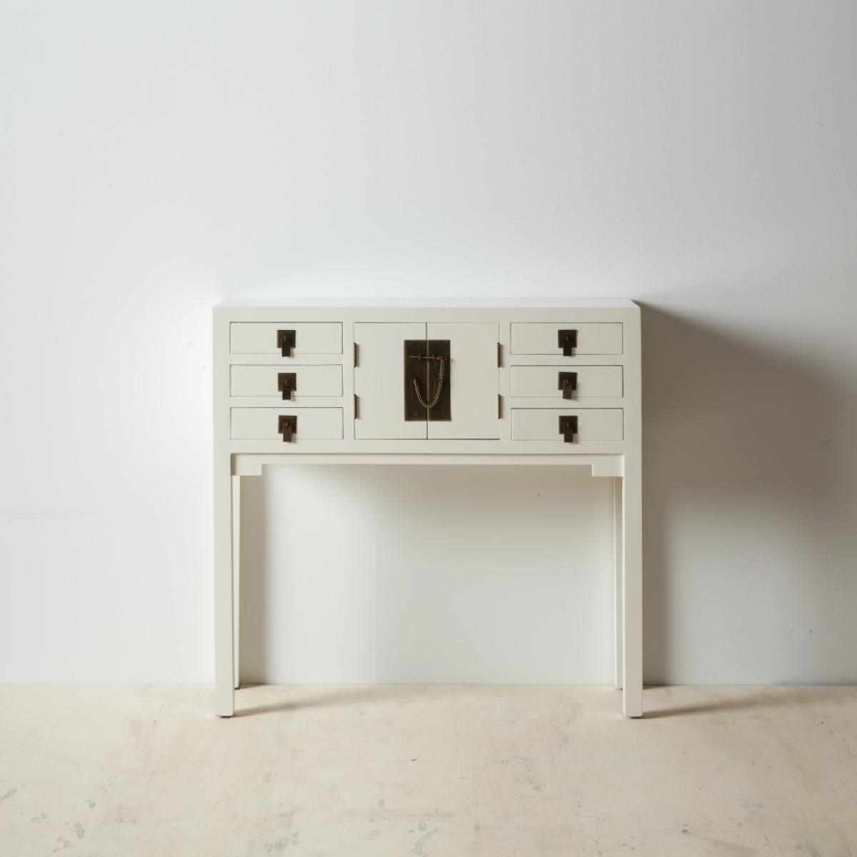 Consola blanco dm-madera oriental 95 x 26 x 91 cm