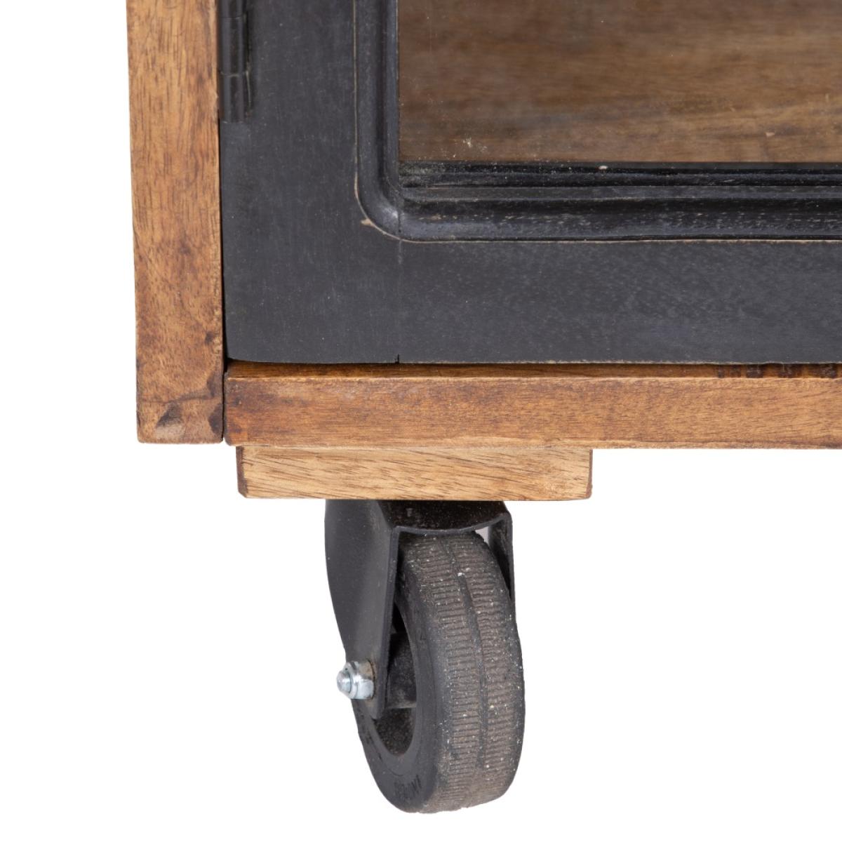 Aparador negro-natural madera de mango 160 x 35 x 71 cm