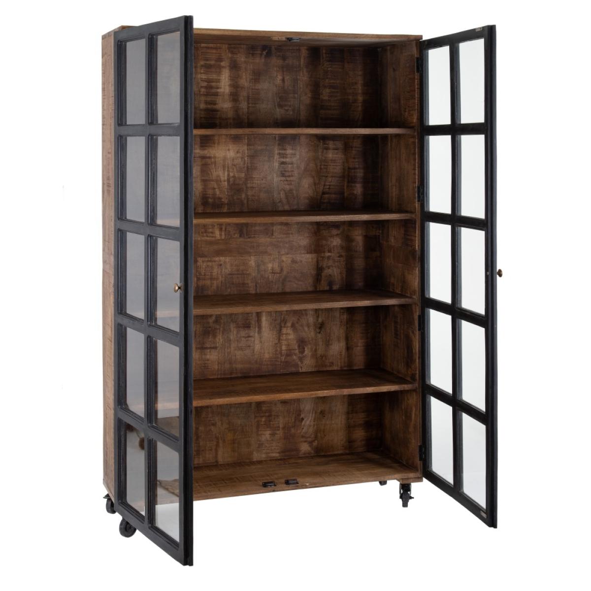 Vitrina negro-natural madera de mango 120 x 40 x 194 cm