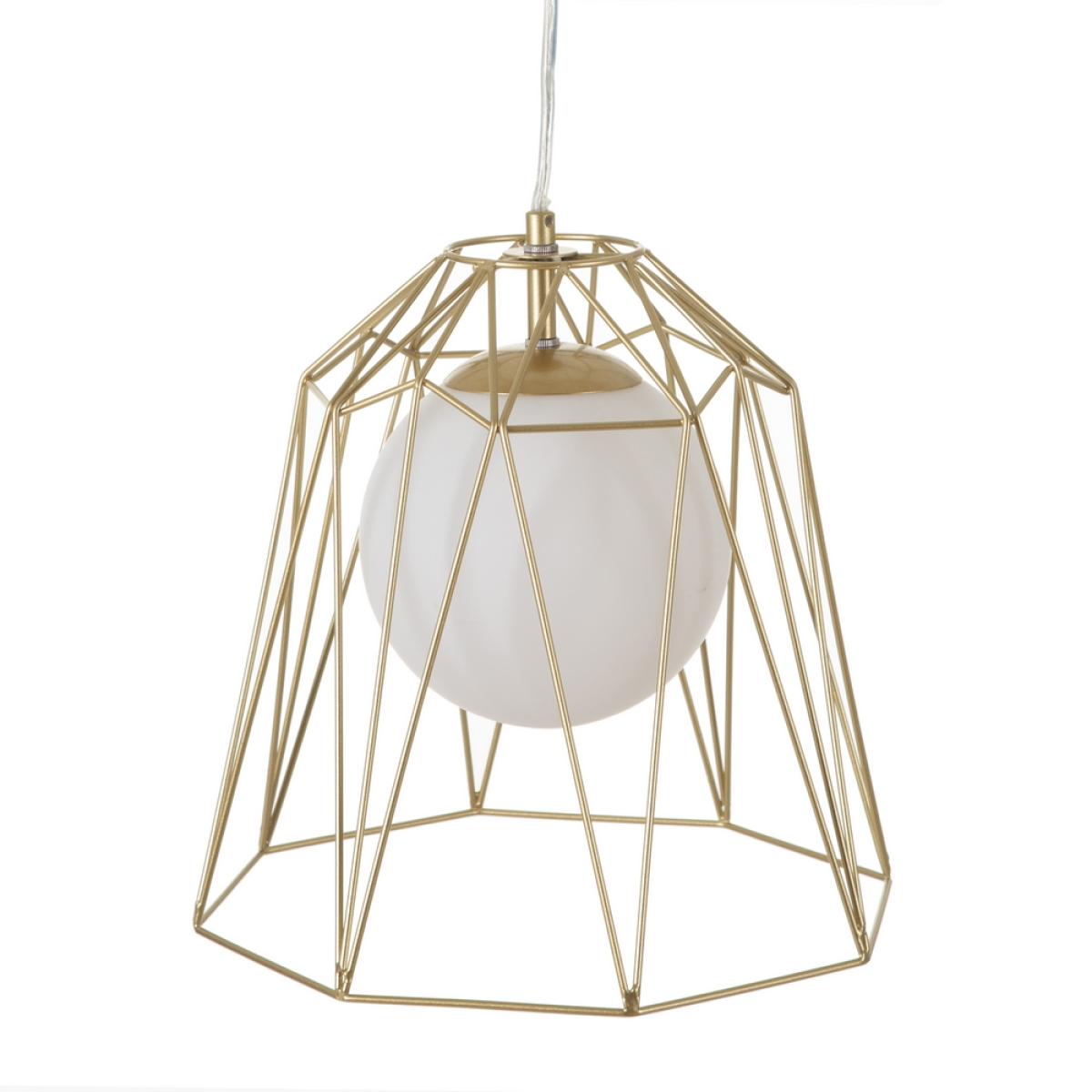 Lámpara techo oro-blanco metal-cristal 28,50 x 28,50 x 28 cm
