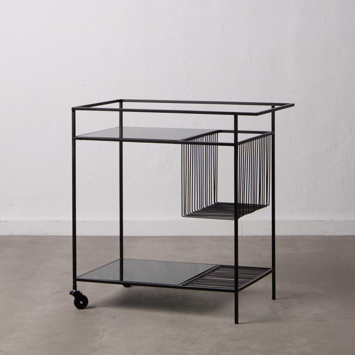 Camarera negro metal-cristal decoración 67 x 40 x 70 cm