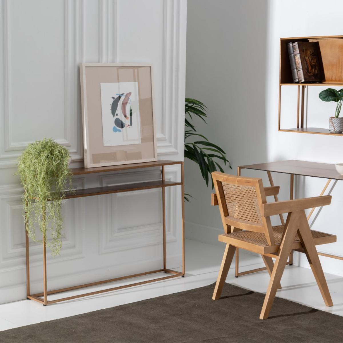 Consola oro viejo metal 100 x 22 x 76 cm