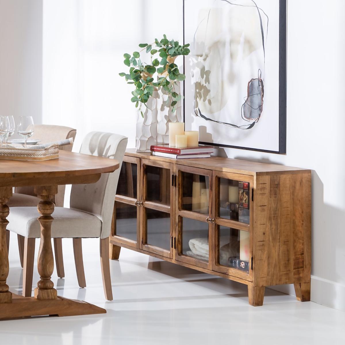 Aparador natural madera de mango salón 160 x 35 x 71 cm
