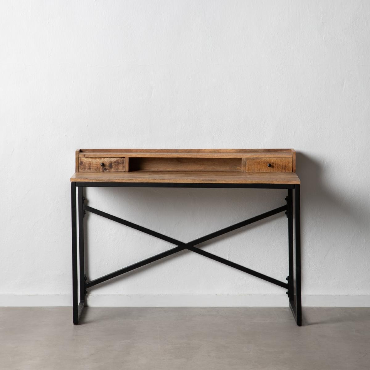 Escritorio natural-negro madera-hierro 120 x 55 x 90 cm