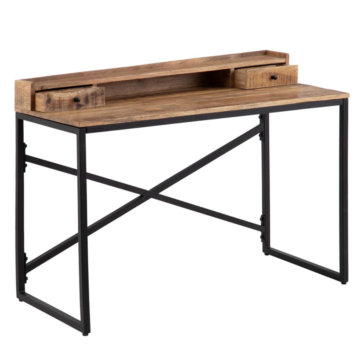 Escritorio natural-negro madera-hierro 120 x 55 x 90 cm