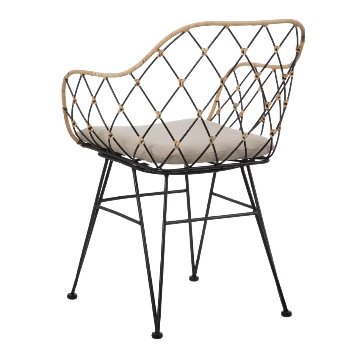 Silla natural-negro ratán-metal salón 55 x 50 x 82 cm