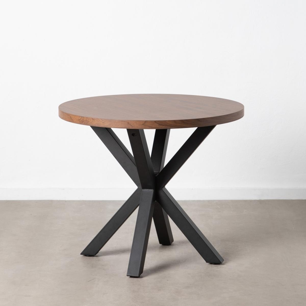 Mesa comedor marrón-negro dm-metal 90 x 90 x 76 cm