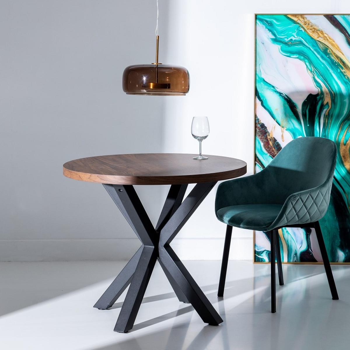 Mesa comedor marrón-negro dm-metal 90 x 90 x 76 cm
