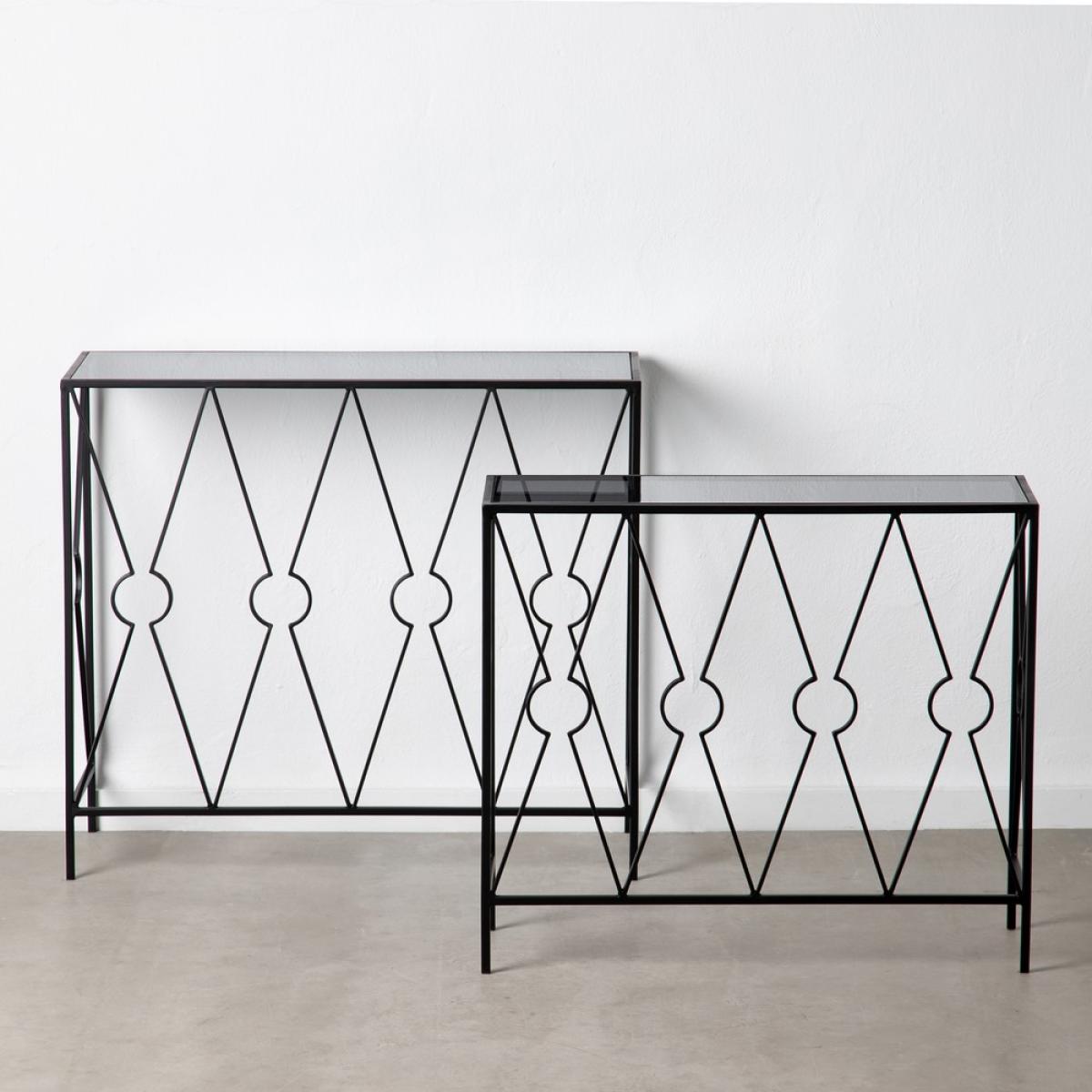 S-2 consolas negro metal - cristal 90 x 35 x 80 cm