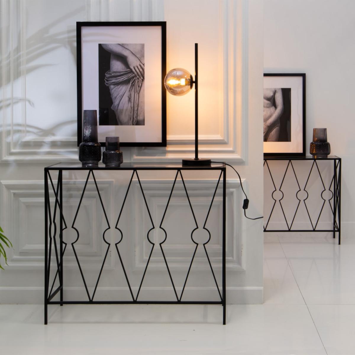 S-2 consolas negro metal - cristal 90 x 35 x 80 cm