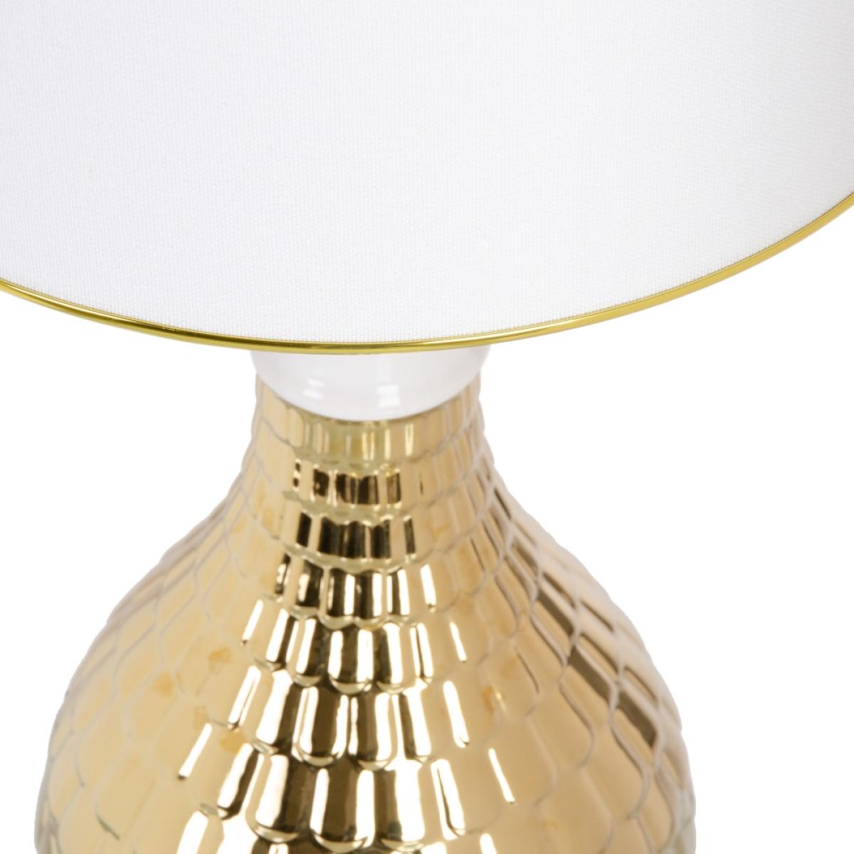 Lámpara mesa blanco-oro cerámica-tejido 34 x 34 x 51 cm