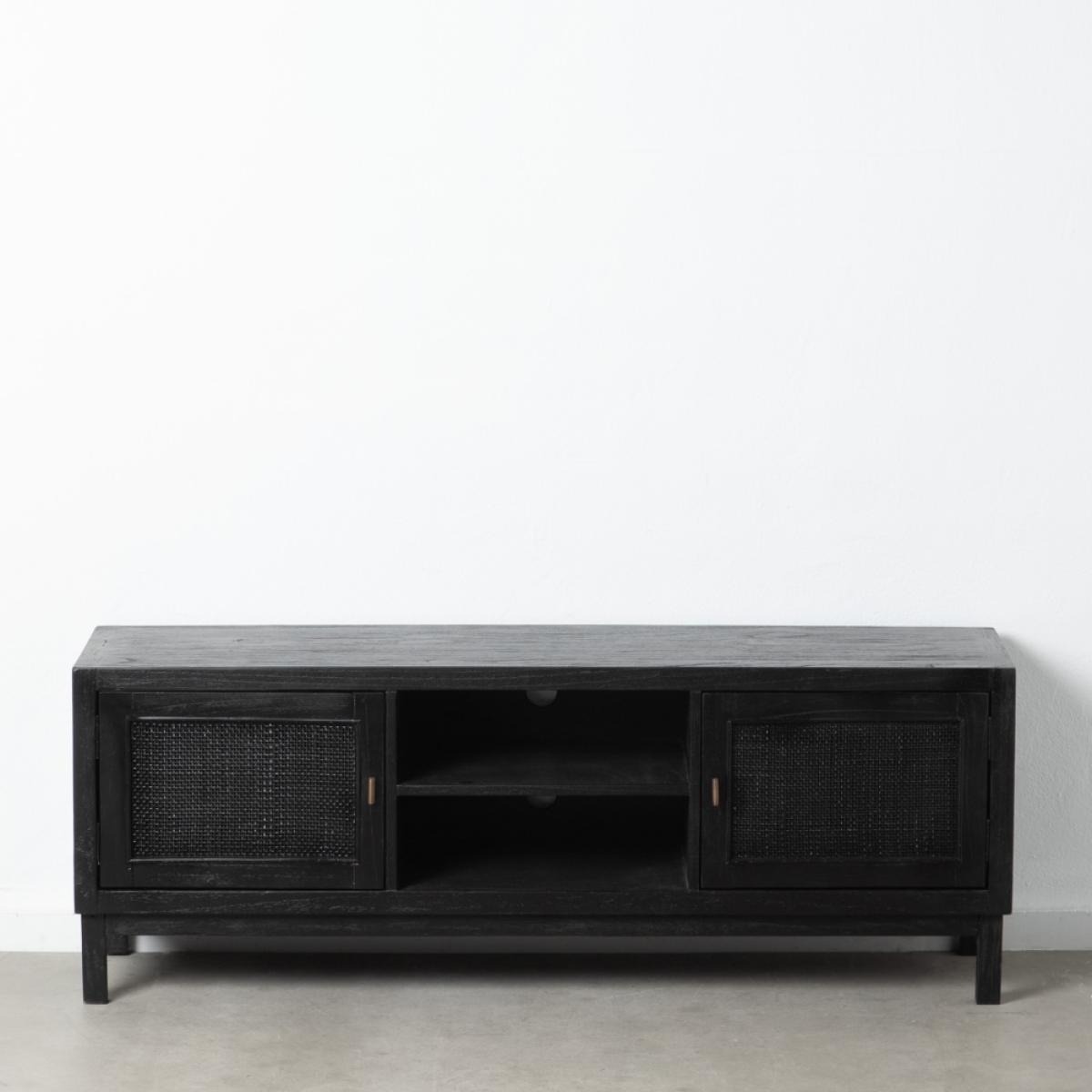 Mueble tv negro madera mindi salón 150 x 40 x 55 cm