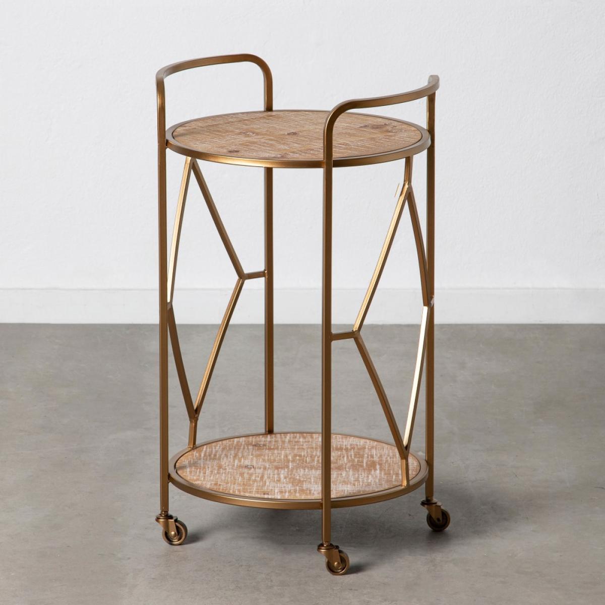 Camarera natural-oro metal - madera 46,50 x 46,50 x 77 cm