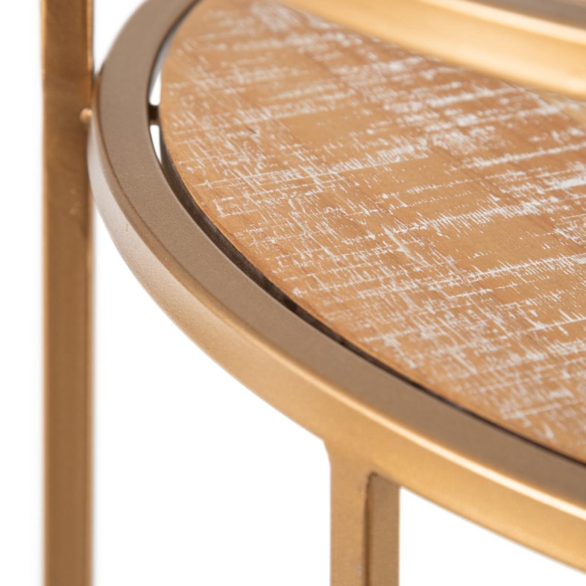 Camarera natural-oro metal - madera 46,50 x 46,50 x 77 cm