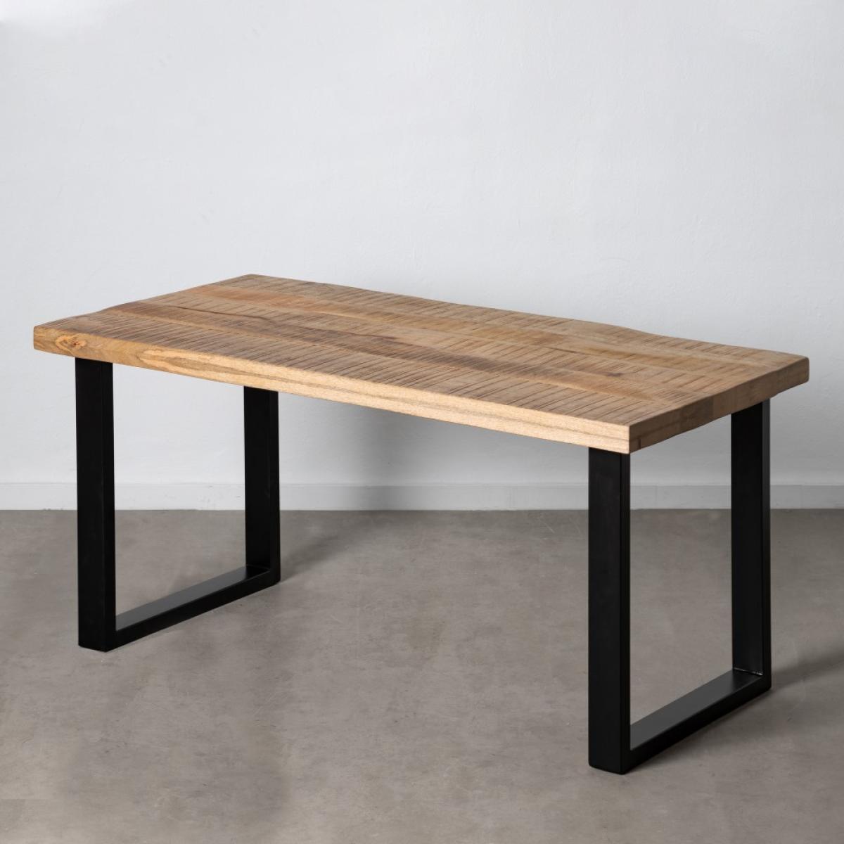 Mesa comedor natural-negro 160 x 80 x 76 cm