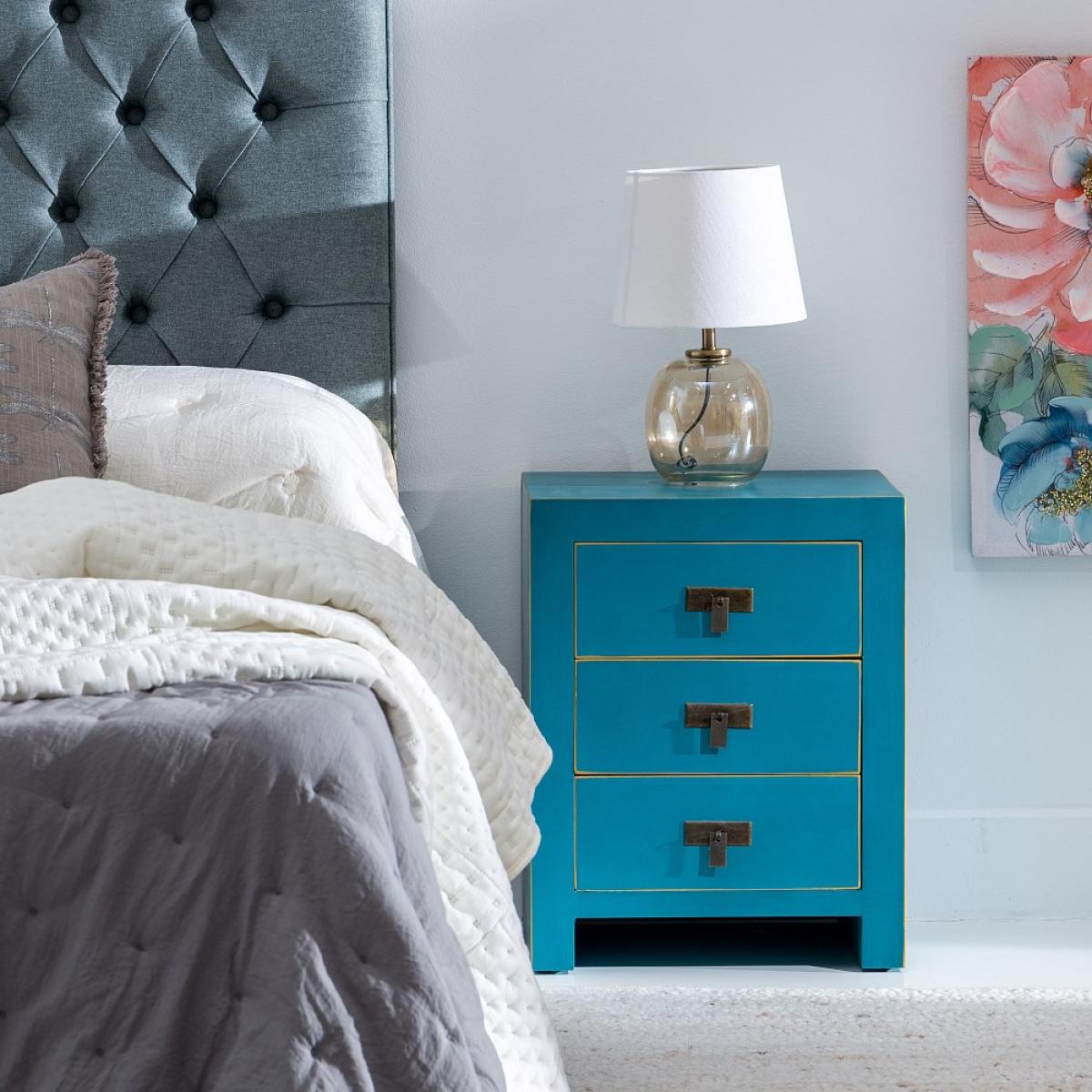 Mesita azul dm-madera oriental 43 x 34 x 55 cm