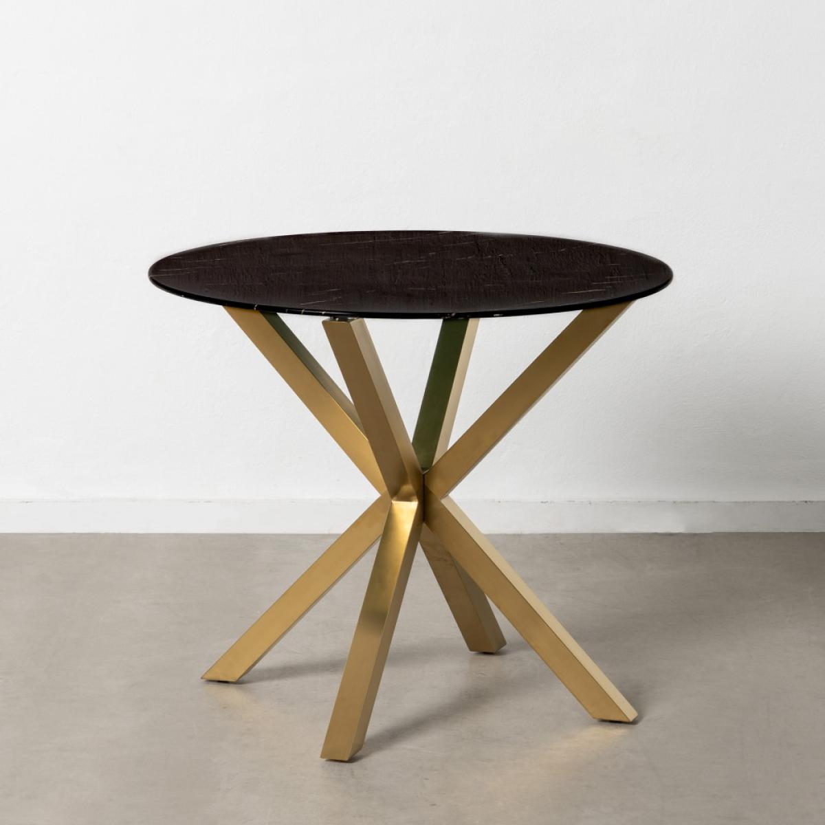 Mesa comedor mármol negro-oro 90 x 90 x 76 cm