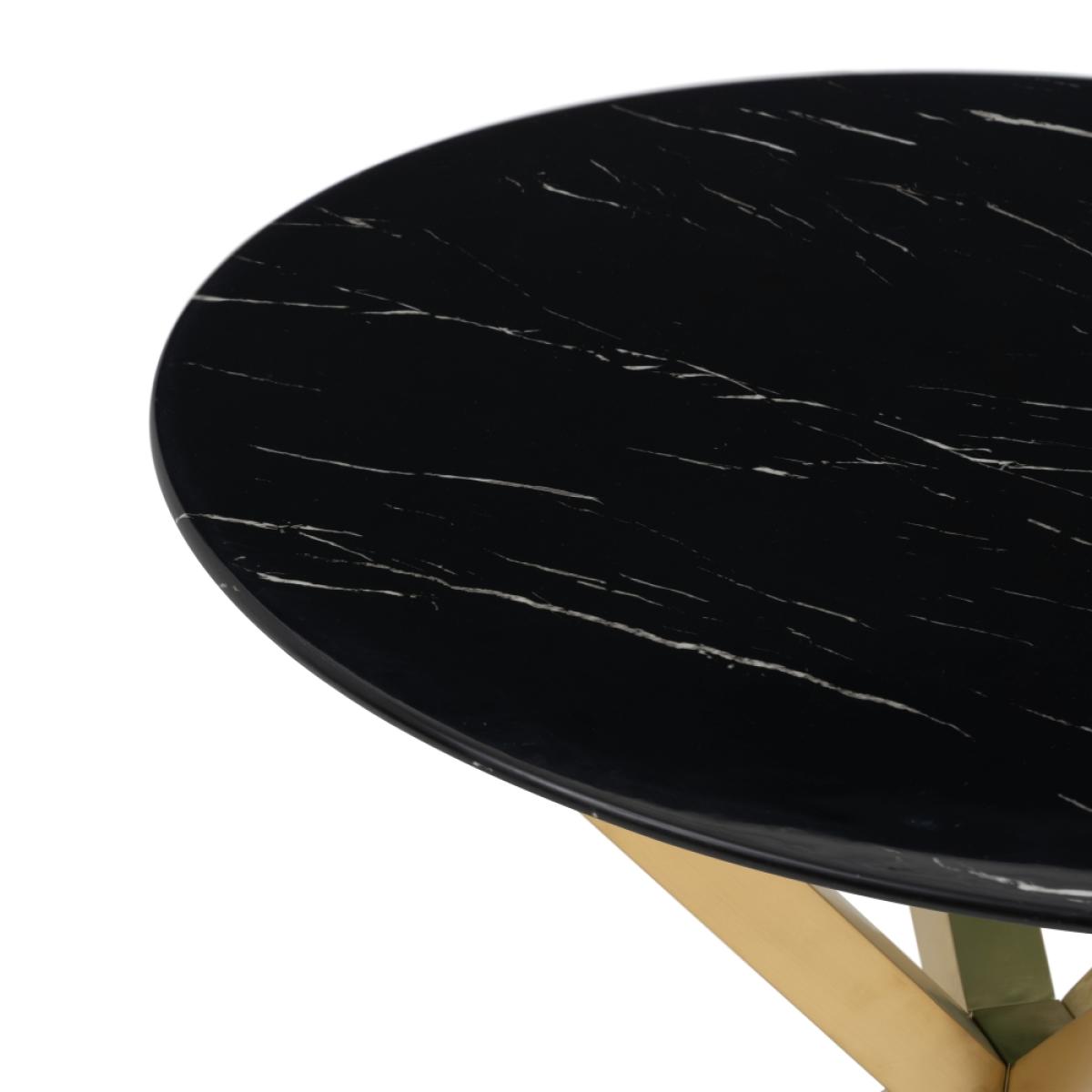Mesa comedor mármol negro-oro 90 x 90 x 76 cm