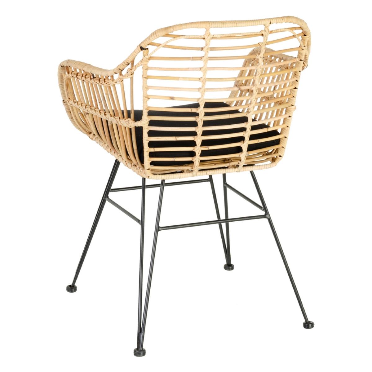 Silla natural-negro ratán-metal salón 57 x 56 x 81 cm