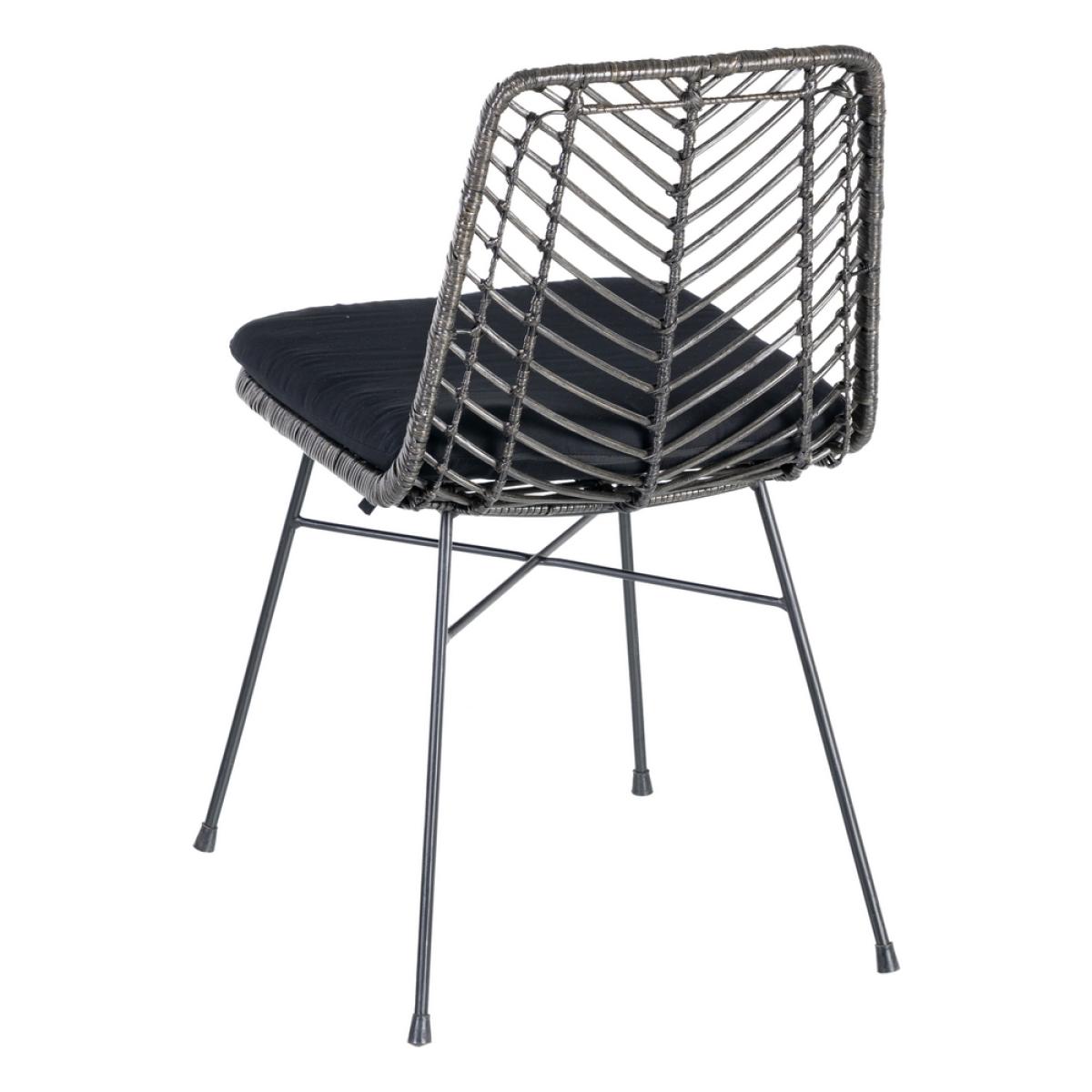 Silla gris-negro ratán-metal salón 45 x 54 x 81 cm