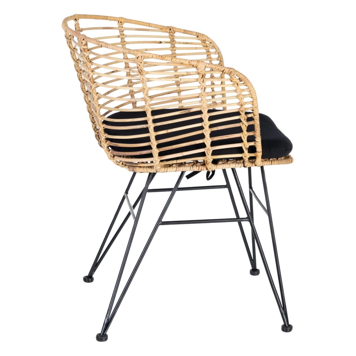 Silla natural-negro ratán-metal salón 53 x 58 x 76 cm